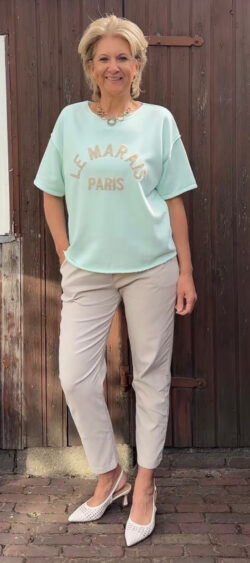 Sweater korte mouw paris mint - Ailan 180268
