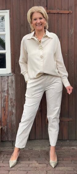 blouse flower button beige - Nana 180364