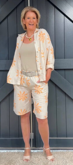 Bermuda flower & stripe beige/light orange - Evy 180729