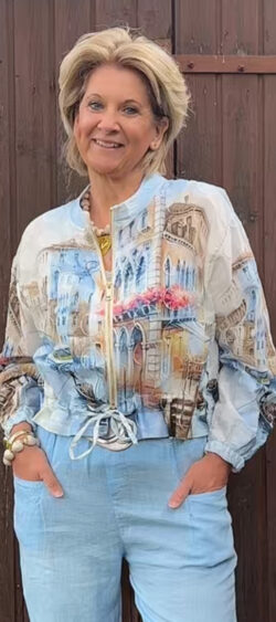 Katoenen blouson Venice lichtblauw – Evy 174573