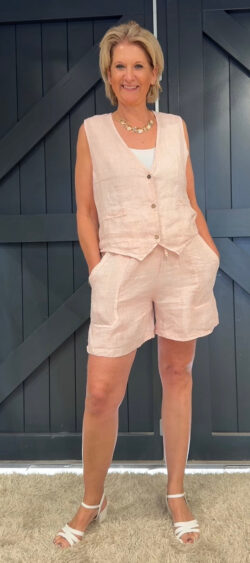 Linnen korte broek roze - Evy 180736