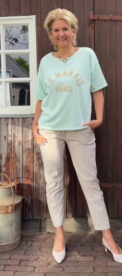 Sweater korte mouw paris mint - Ailan 180268 (19 mei weer op voorraad, je kunt al bestellen)