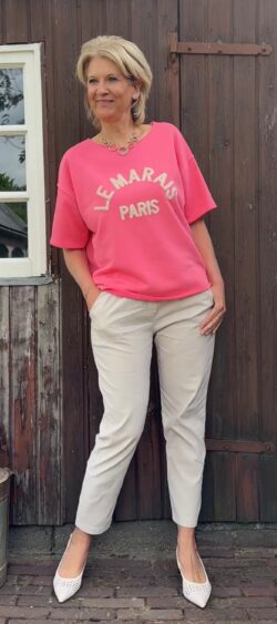 Sweater korte mouw paris framboos - Ailan 177414