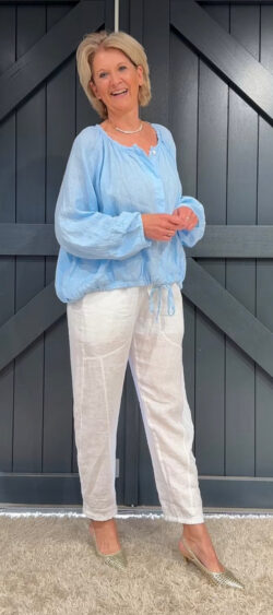 Linnen barrel broek wit Evy
