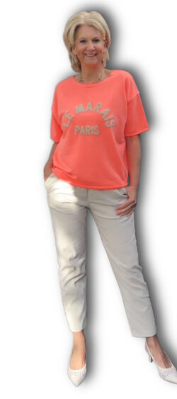 Sweater korte mouw paris flash orange - Ailan 180272