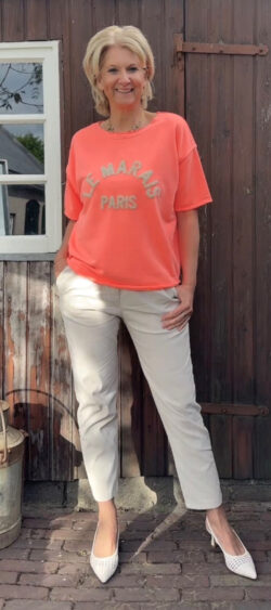 Sweater korte mouw paris flash orange - Ailan 180272