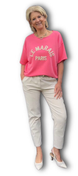 Sweater korte mouw paris framboos - Ailan 177414