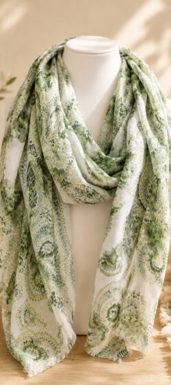 Sjaal groen ecru Paisley