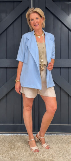 Blazer met korte mouwen lichtblauw - Floor