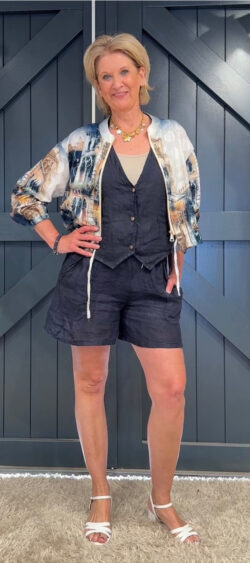 Katoenen blouson Venice donkerblauw - Evy 176690 (27 mei weer op voorraad, je kunt al bestellen)
