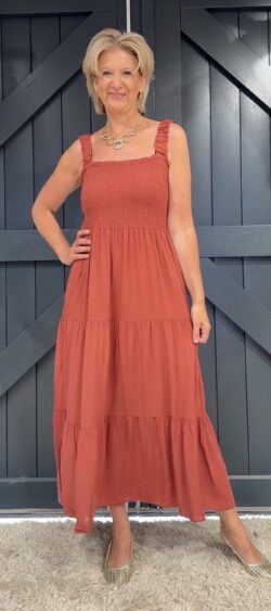 Smocktop jurk brick - Elza 181719