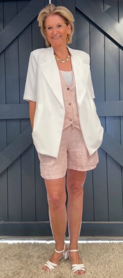 Blazer met korte mouwen wit - Floor 179746 (27 mei op voorraad, je kunt al bestellen)
