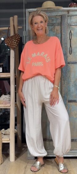 Sweater korte mouw paris flash orange - Ailan 180272