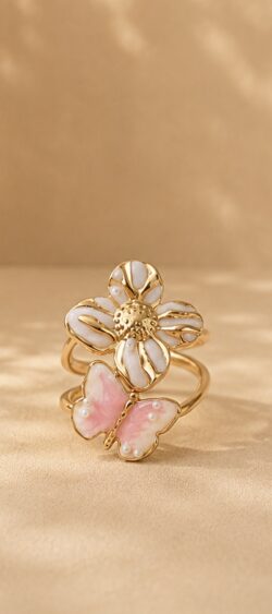 Butterfly ring roze/goud Sil - 183414