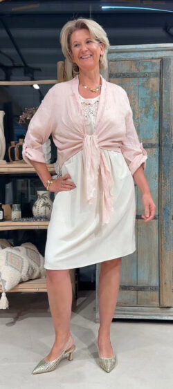 Linnen bolero blouse roze Evy - 183484