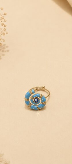Snail shell ring goud/blauw Sil - 183577