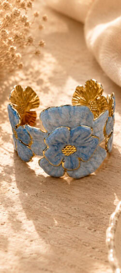 Bangle armband flower lichtblauw - Sil