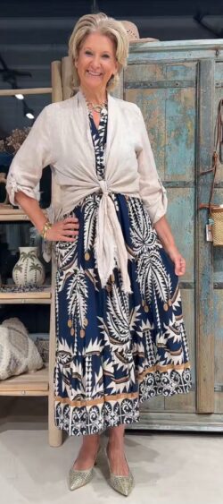 Linnen bolero blouse beige Evy (16 juni op voorraad, je kunt al bestellen)