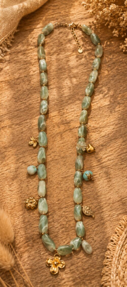 Lange ketting marmerlook menthol Sil