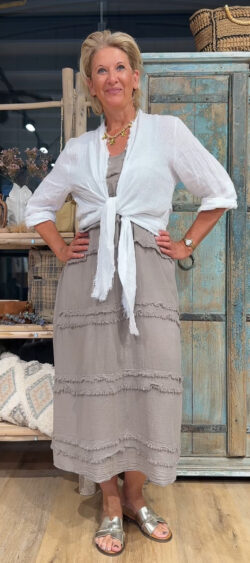 Linnen bolero blouse wit - Evy 184999