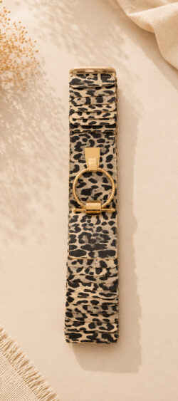 Elastische  panter riem extra breed met ronde gouden gesp kopie