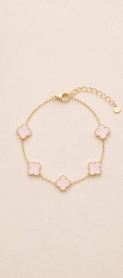 Flower armband marmerlook roze/goud Sil - 182723