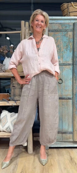 Linnen blouse roze - Evy 185356.