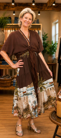 Strik bolero vest bruin - Evy 182853