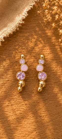 Oorbellen met roze/gouden strass bollen Sil - 182698