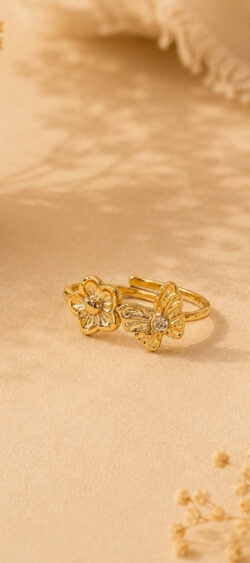 Butterfly flower ring goud Sil - 183468