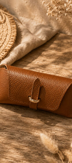 Leren bril etui cognac
