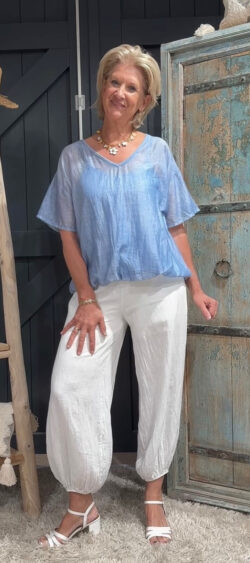 Oversized ballon blouse jeansblauw - Elza 182758