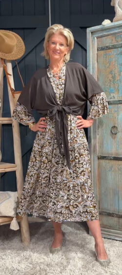 Strik bolero vest bruin - Evy 182853