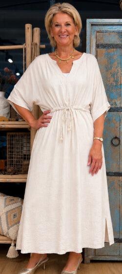 Oversized koord jurk off white - Len 185840 (30 juni weer op voorraad, je kunt al bestellen)