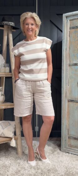 Linnen bermuda beige Evy