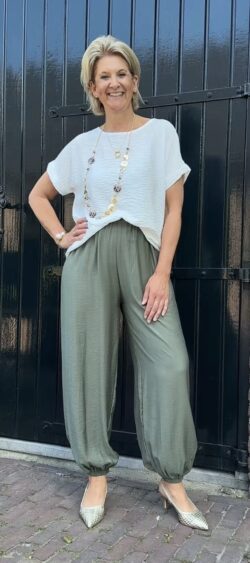 Aladin crinkle broek khaki Bibi - 184599