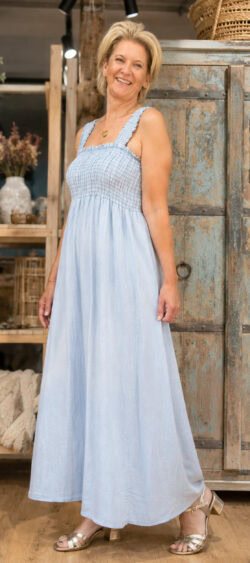 Smocktop jeansjurk light blue Bibi - 184034