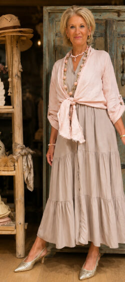 Linnen bolero blouse roze Evy - 183484