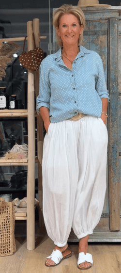 Bibi tencel jeansblouse dots