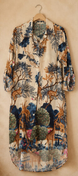 Tuniek blouse afrika antraciet Len