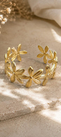 Bangle armband flower goud - Sil 187815