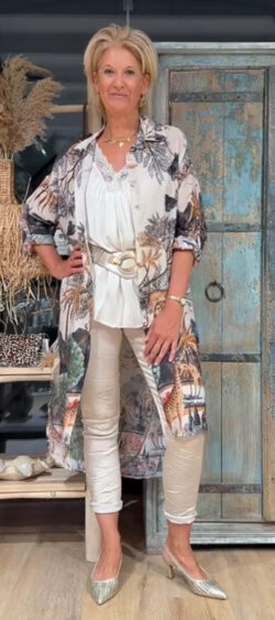 Tuniek blouse afrika antraciet - Len 187228