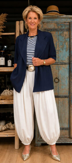 Blazer met korte mouwen donkerblauw - Floor 179739
