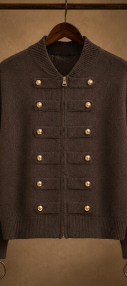 Military gebreid vest taupe bruin - Nana
