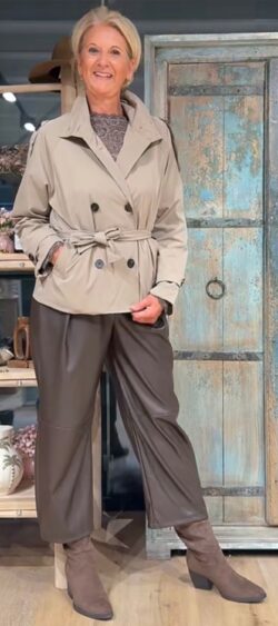 Midi trenchcoat taupe - Evy 190484