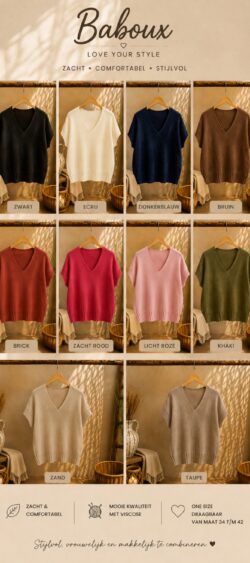 Pre-order met korting! Evy - pullover kapmouw - 20 kleuren