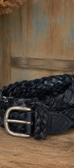 Gevlochten riem Snake donkerblauw - Renske 191053