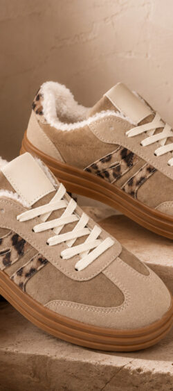 Wintersneakers - beige met panter logo - 8-501