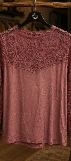 Shirt met kanten mouw bordeaux Elza -  191339