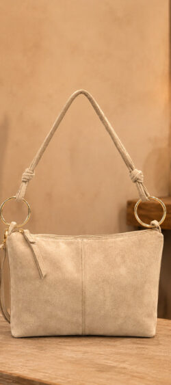Basic suedine ring bag beige Lily